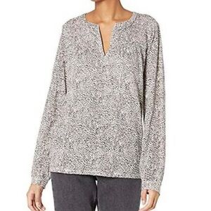 Lucky Brand Long Sleeve Cheetah print peasant top
